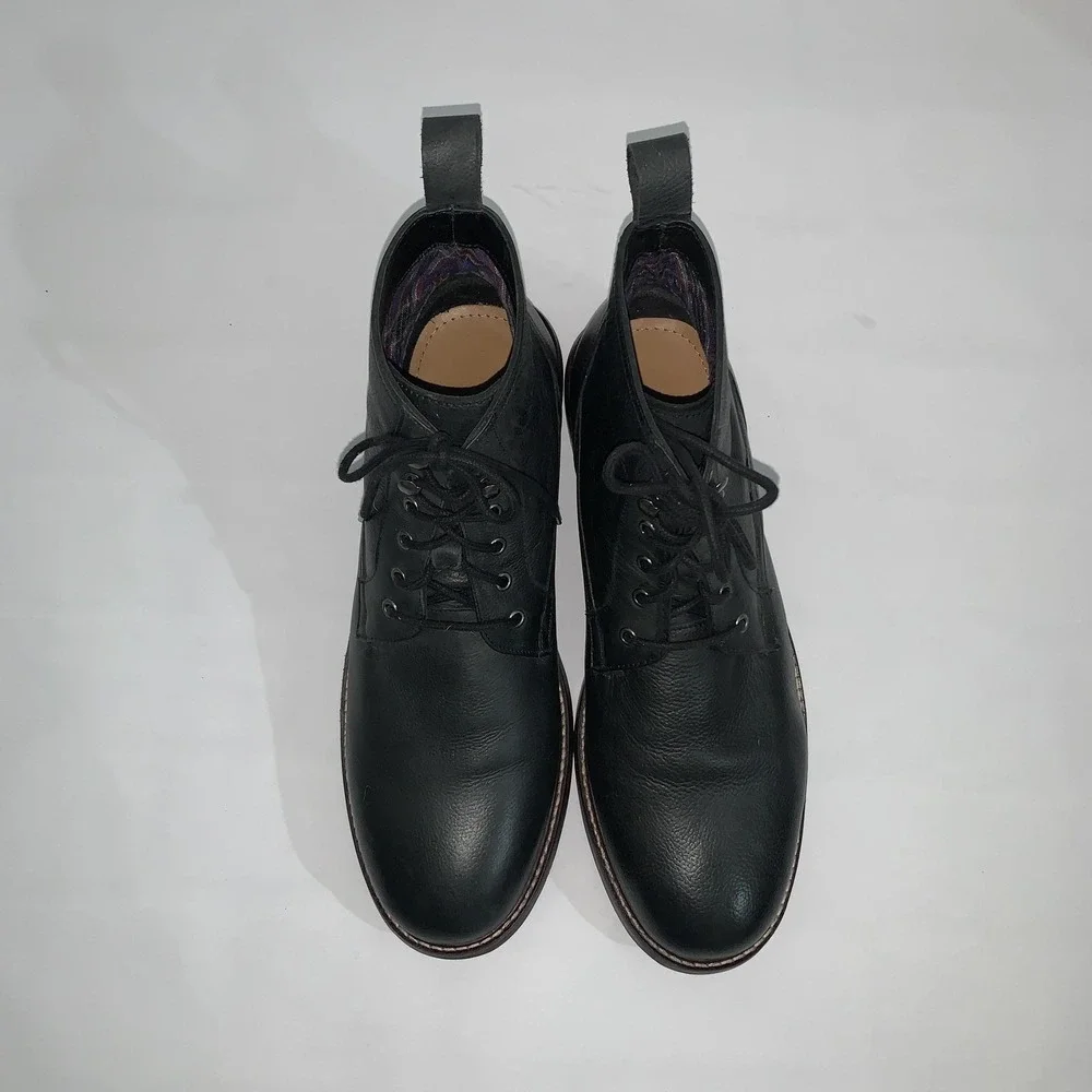 Ben Sherman Boots Mens Size 12 Black Leather Chukka Ankle Lace Up Casual Shoes